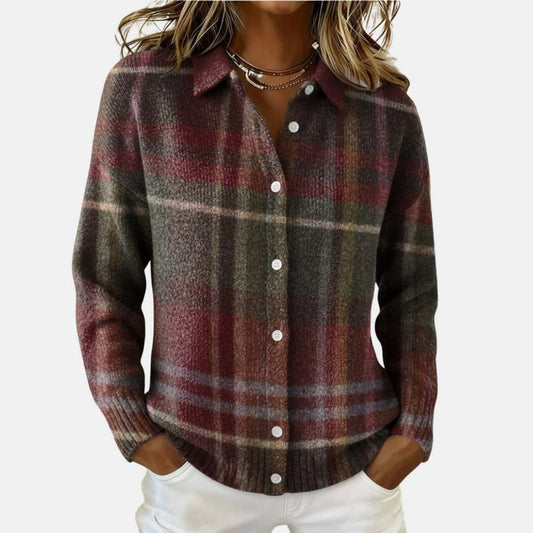 Eleanor | Classic Plaid Knit Cardigan