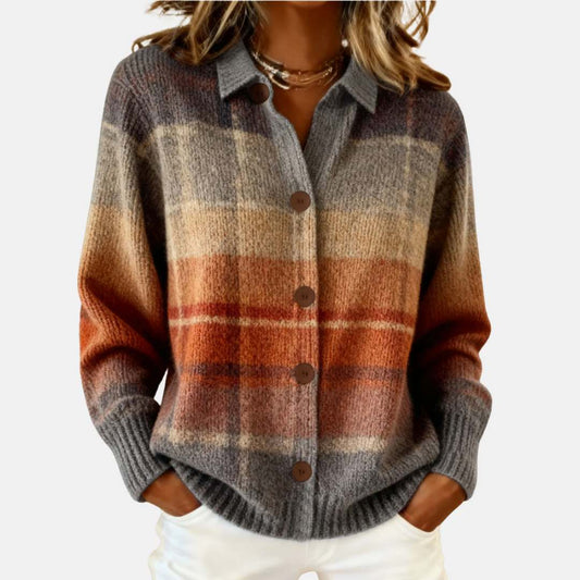 Edith | Autumn Ombre Plaid Cardigan