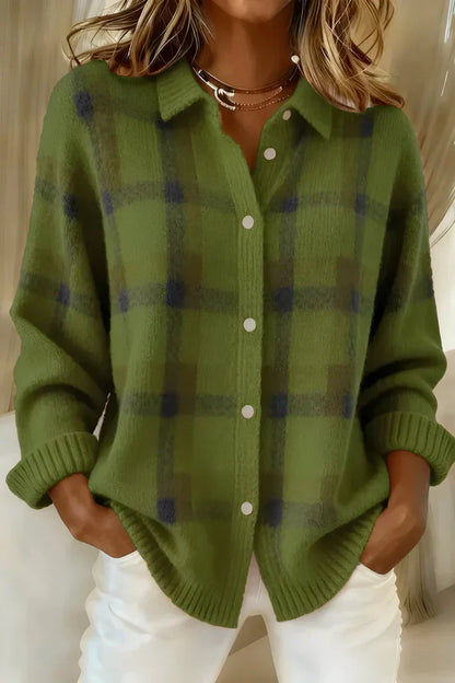 Denise | Plaid Knit Cardigan