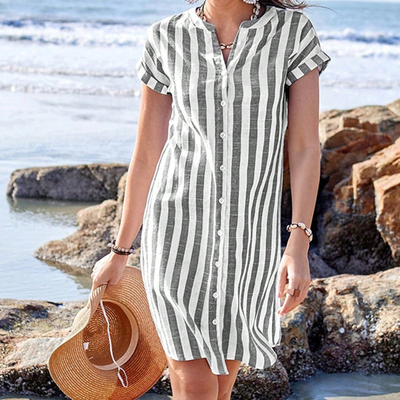 Maison™ | Elegant Striped Shirt Dress